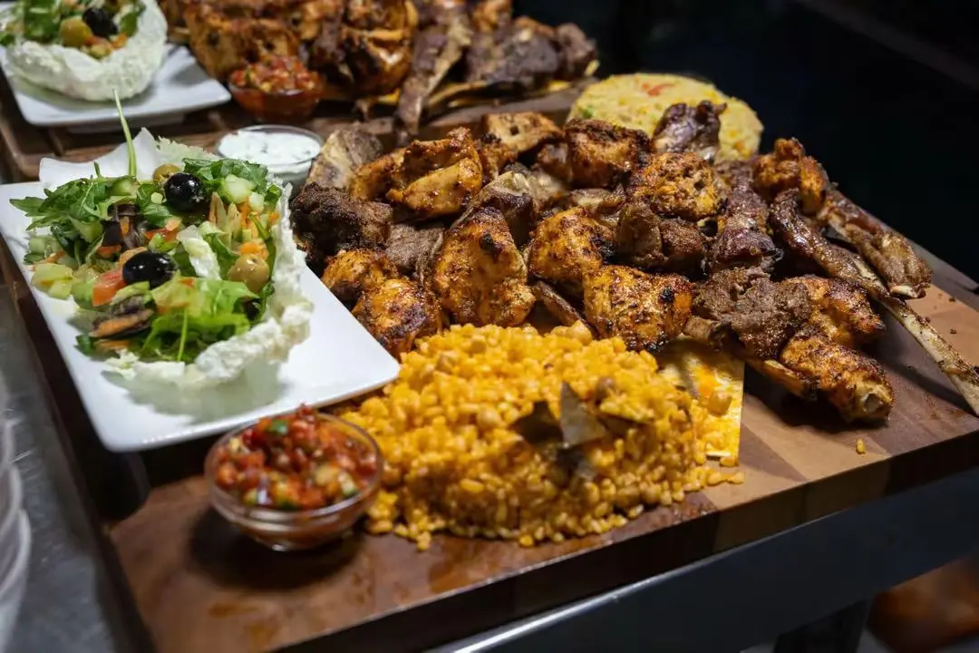 Grilled chicken and lamb platter